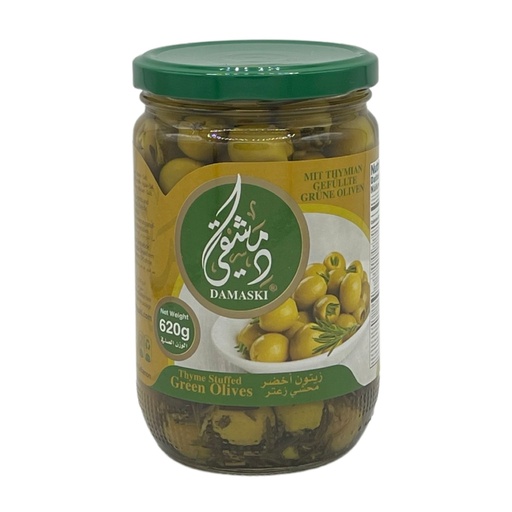 [997470] Damaski Green Olive Stuffed With Thyme 620g